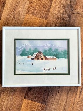 Signed Cabin Watercolor